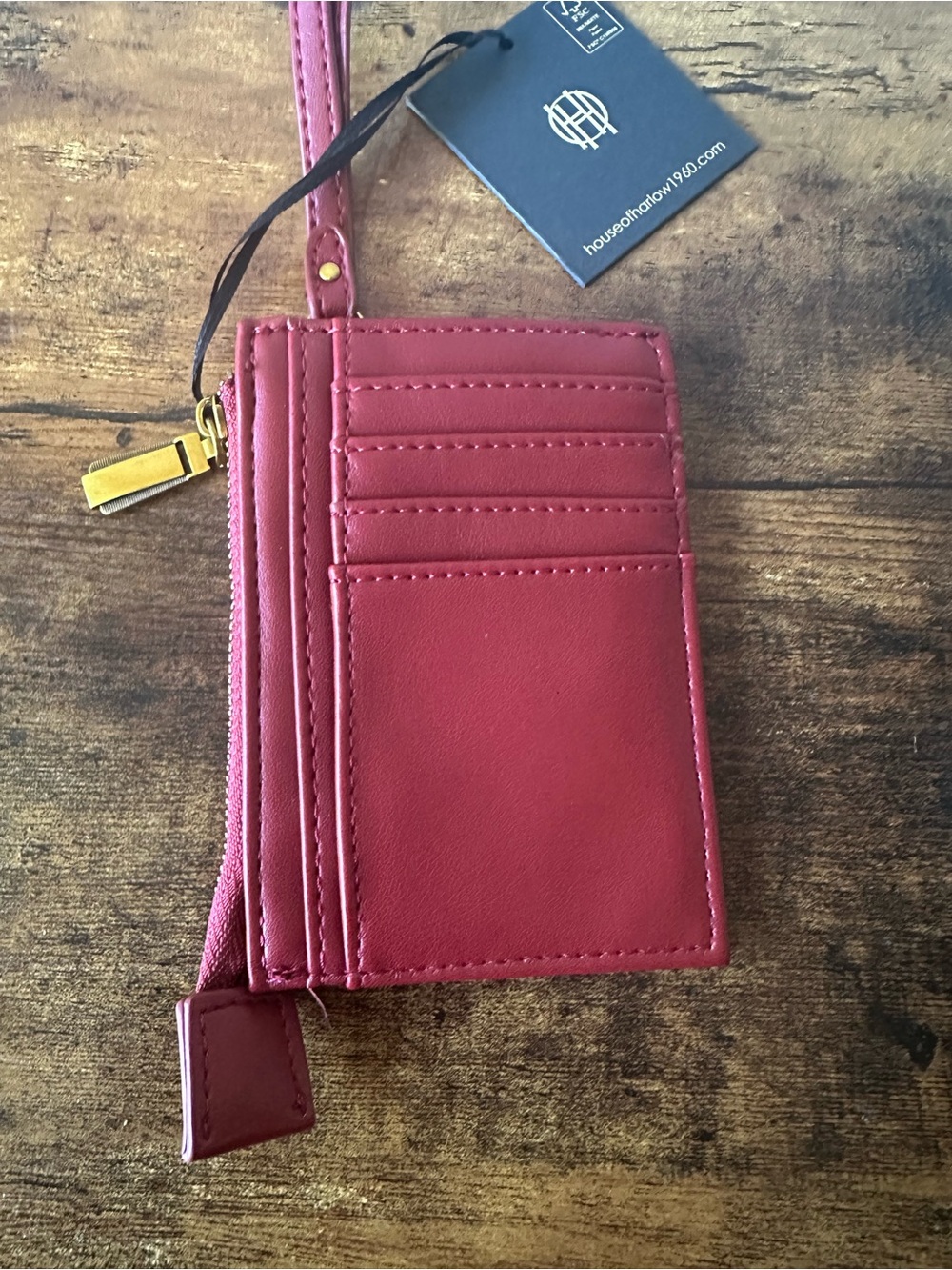 House of Harlow 1960 Red Faux Leather Zip Card Case Wallet Wristlet New With Tag - Picture 5 of 6
